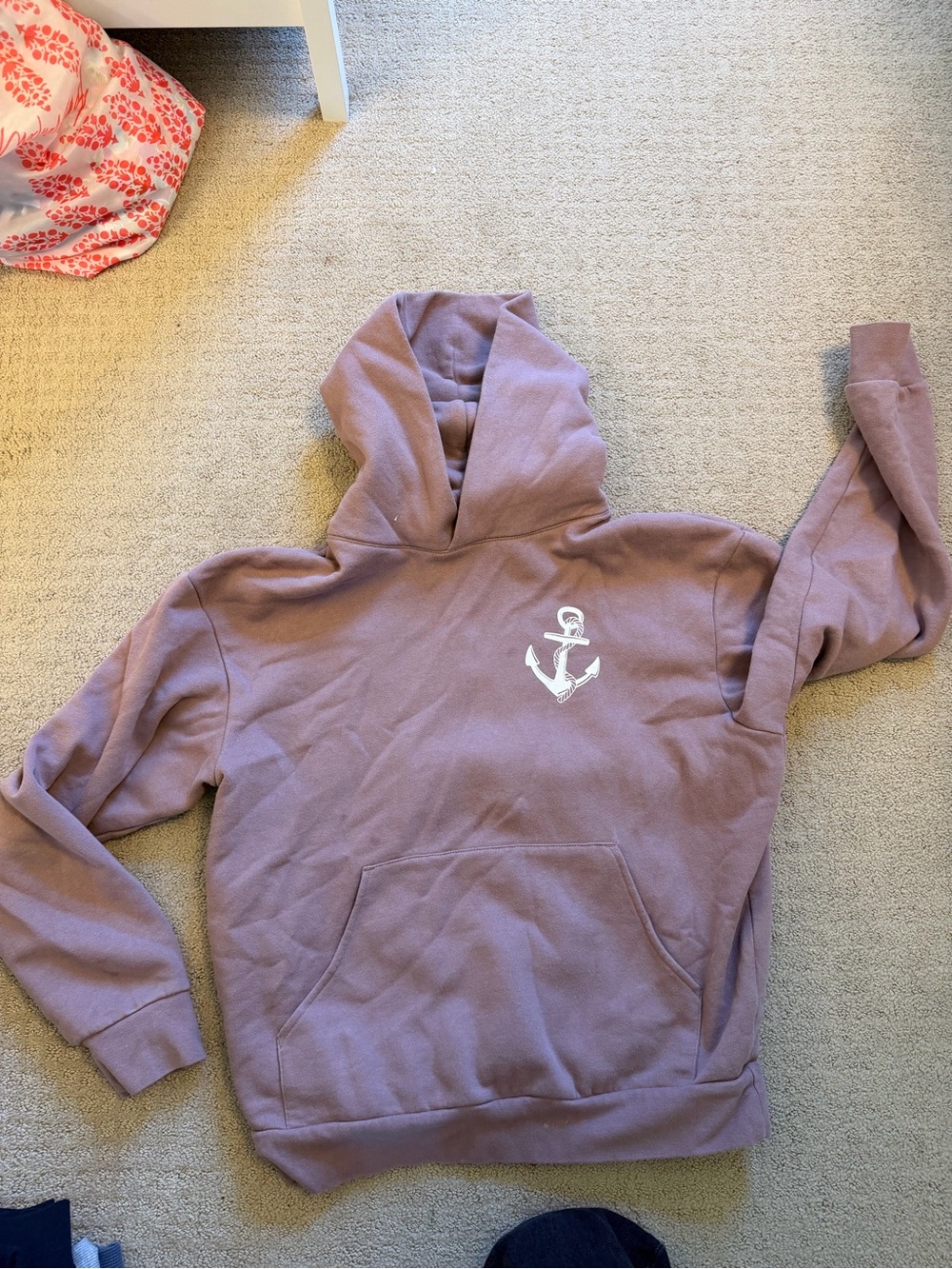 Mauve Anchor Graphic Hoodie - Women’s Pullover Sweatshirt